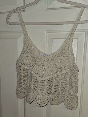 Zara Boho Crochet Crop Tank  (Medium)